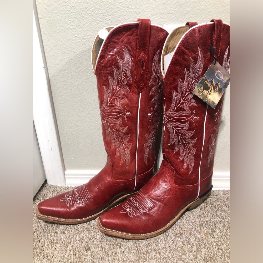 Old West Red Western Boots - Picture 2 of 7